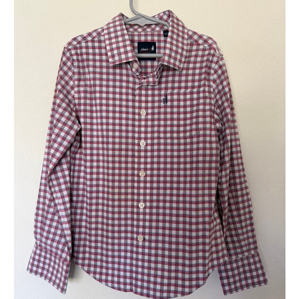 Johnnie-O Performance Red / white / blue Button-Down Collared Shirt youth size 7